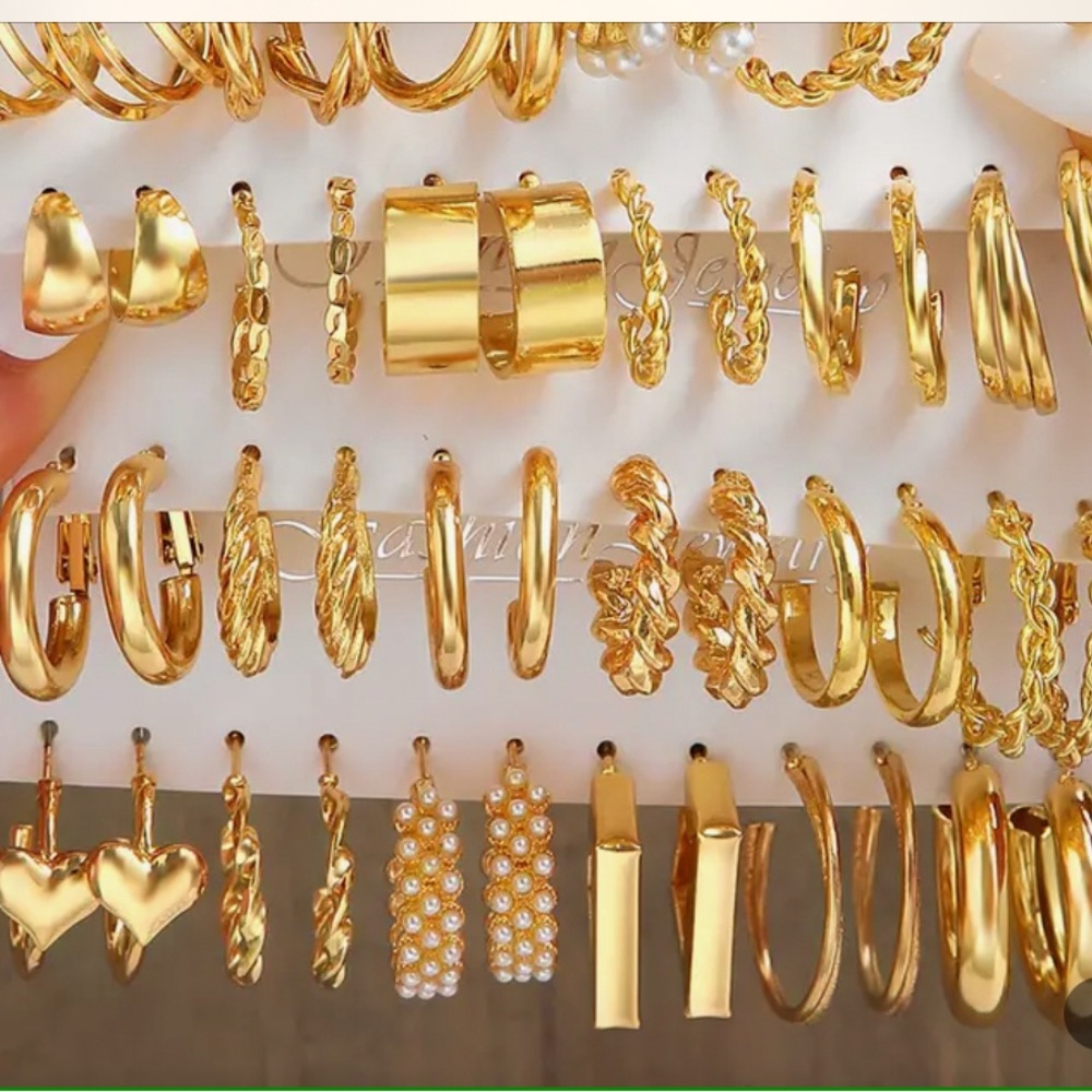 + NEW-48 Pcs Of Delicate Hoop Earrings Alloy Plated Jewelry Vintage Eleg…